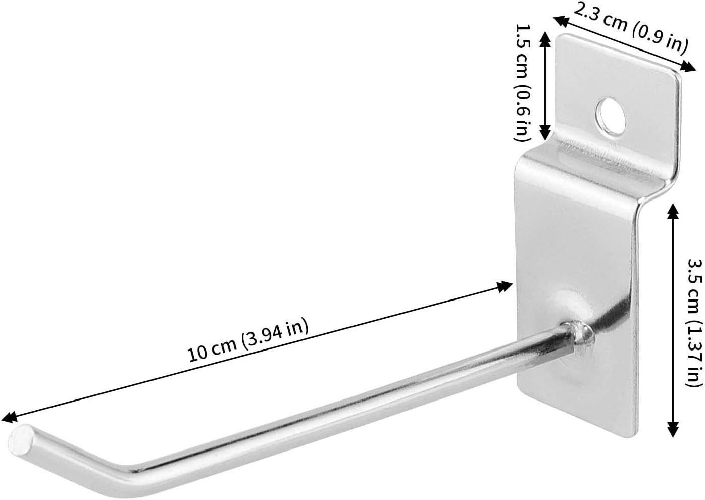 200 Pack 4 Inch Heavy Duty Silver Metal Slatwall Hooks Hangers Slat Board Hoo…