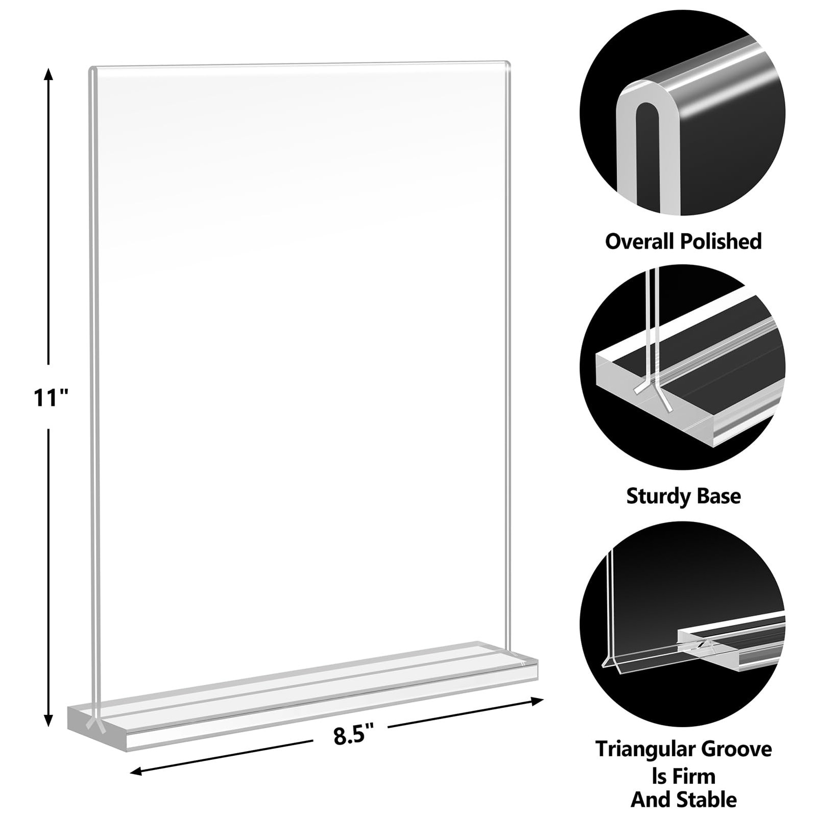 Acrylic Sign Holder 8.5 x 11, Double Sided Sign Holder Stand, Plastic 6 Pack …