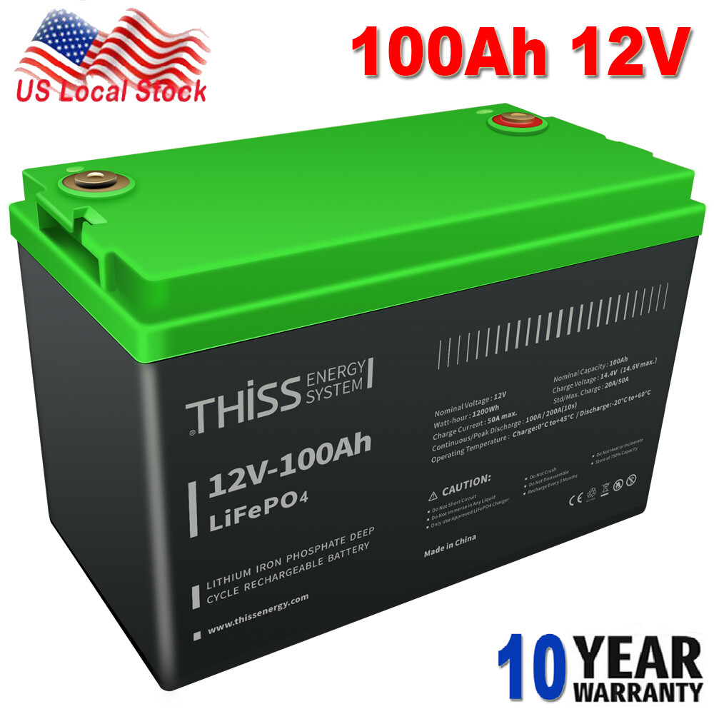 LiFePO4 12V 100AH Deep Cycle Lithium Iron Battery for RV Off Grid Solar Battery
