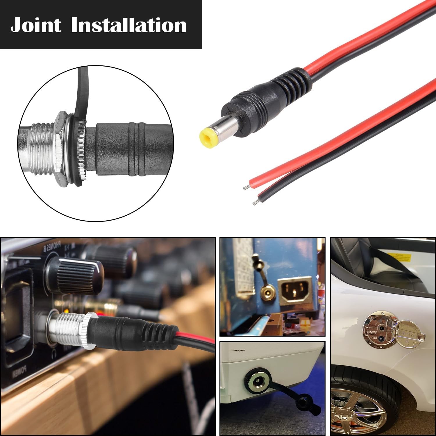 COOLM DC Power Jack Socket Threaded Female Mount Connector Adapter | 5.5mm 2….