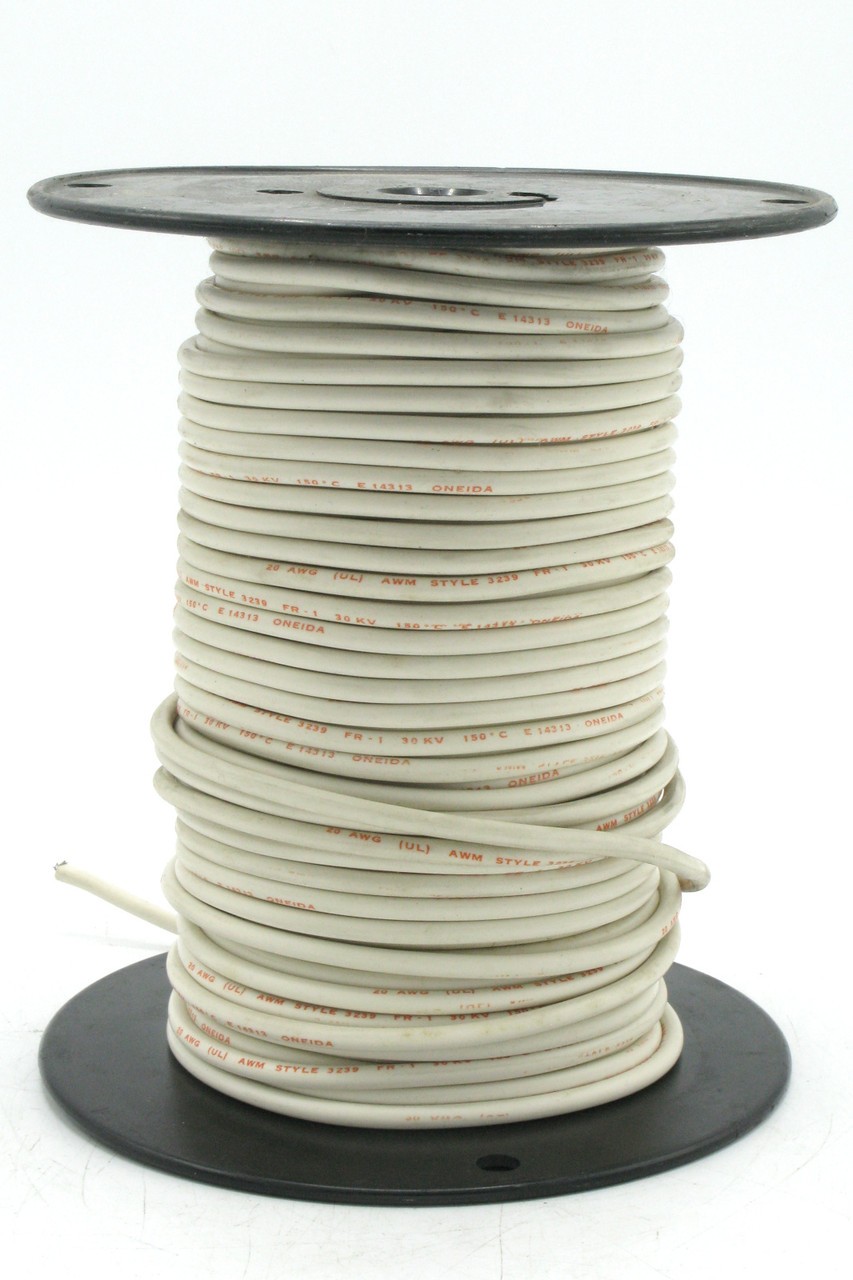 20AWG AWM 3239 High Voltage Silicone Rubber Wire, 30kV, White, 10ft