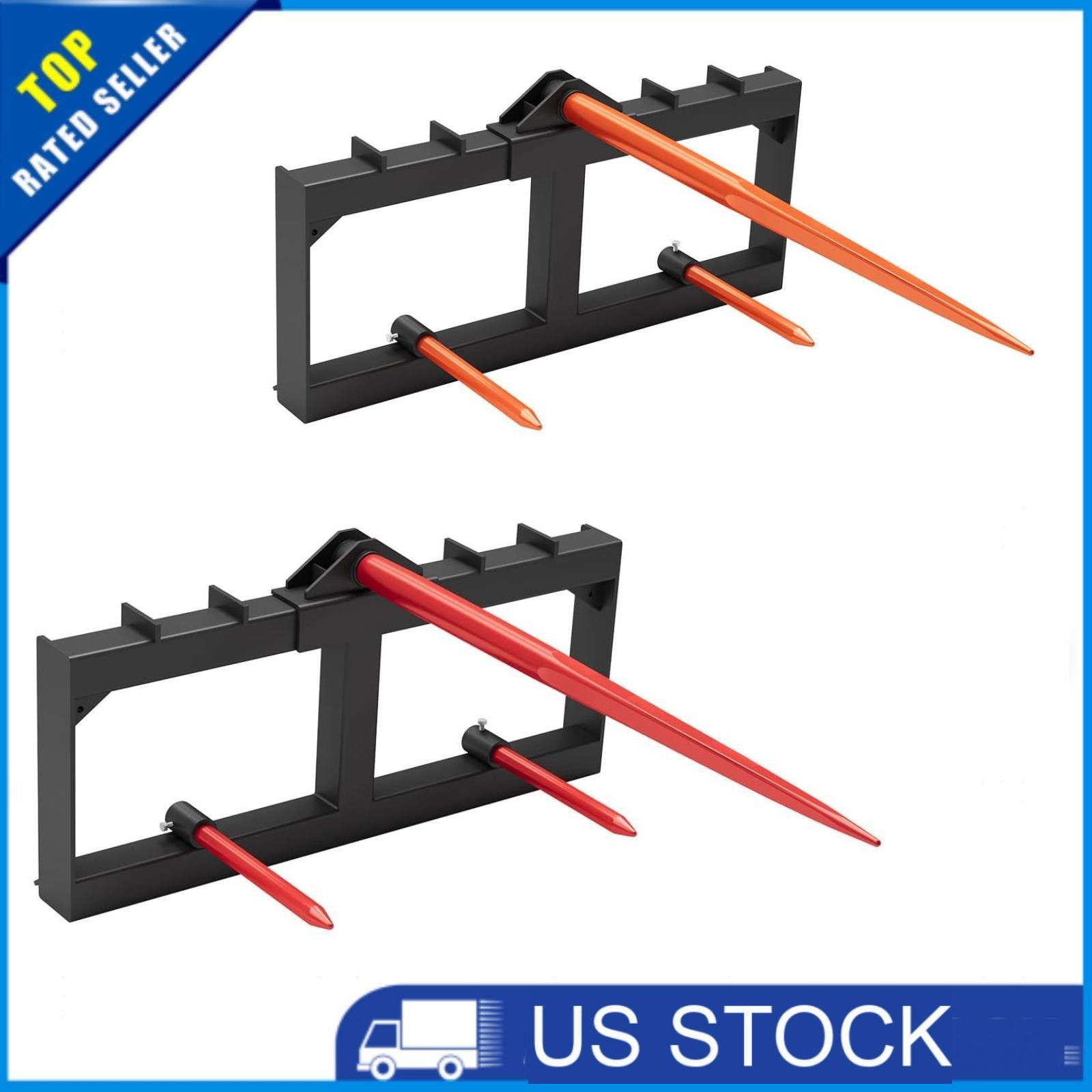 Garvee 49″ Hay Bale Spear Attachment,3000LBS Skid-Steer Quick Attach Spike Forks