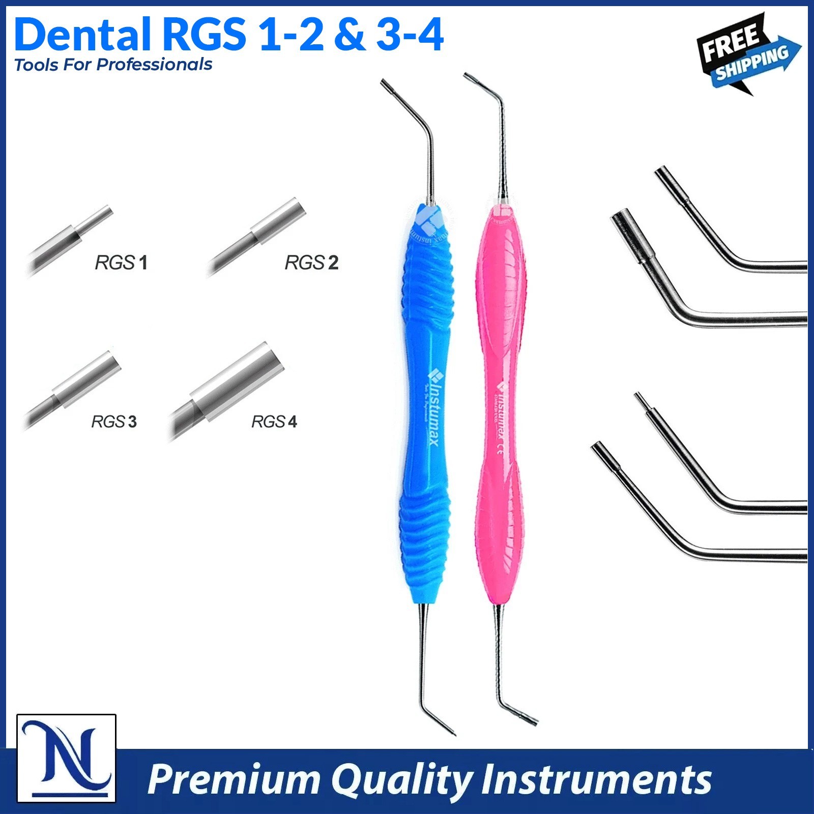 Dental Instrument RGS 1-2 / 3-4 Silicone Handle Depth Dimensions for Restoration