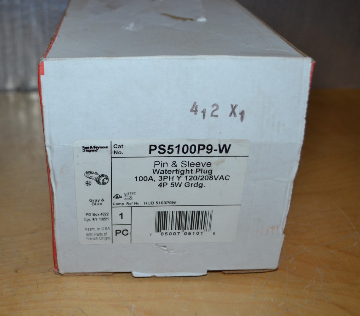 New Pass & Seymour Legrand PS5100P9-W ~ 100A, 3PH 120/208v 4P 5W Pin Sleeve Plug