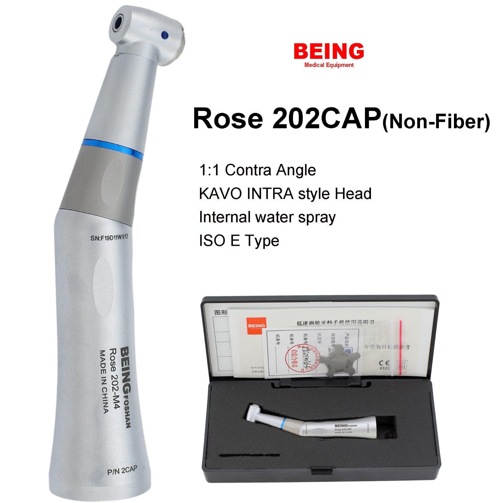 BEING Dental Air Motor 4 Hole Contra Angle Straight Handpiece Low Speed KAVO NSK