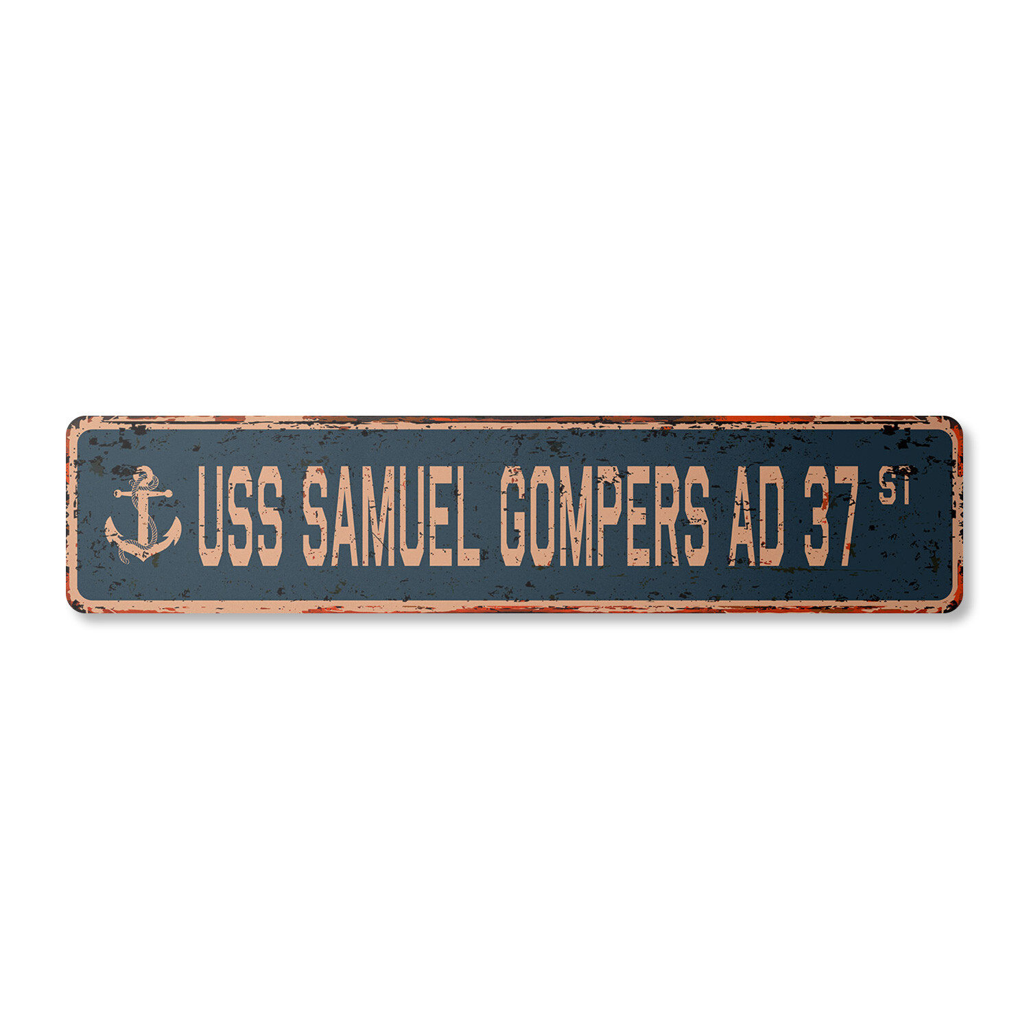 USS SAMUEL GOMPERS AD 37 Vintage Street Sign us navy ship veteran sailor rustic