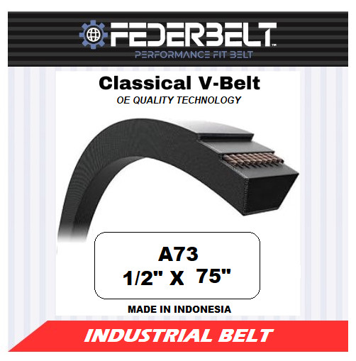 FEDERBELT INDUSTRIAL V-BELT A73 4L750 1/2X75 In