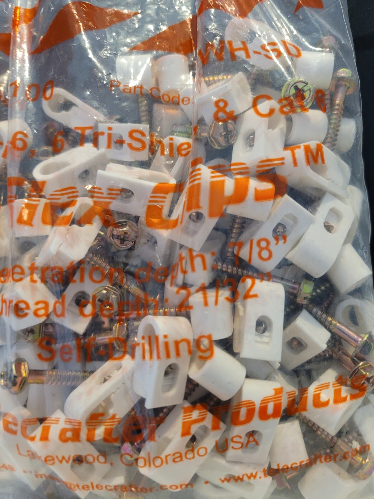 (100-Pk) Telecrafter Clips Flex rg59 rg6 interior and exterior