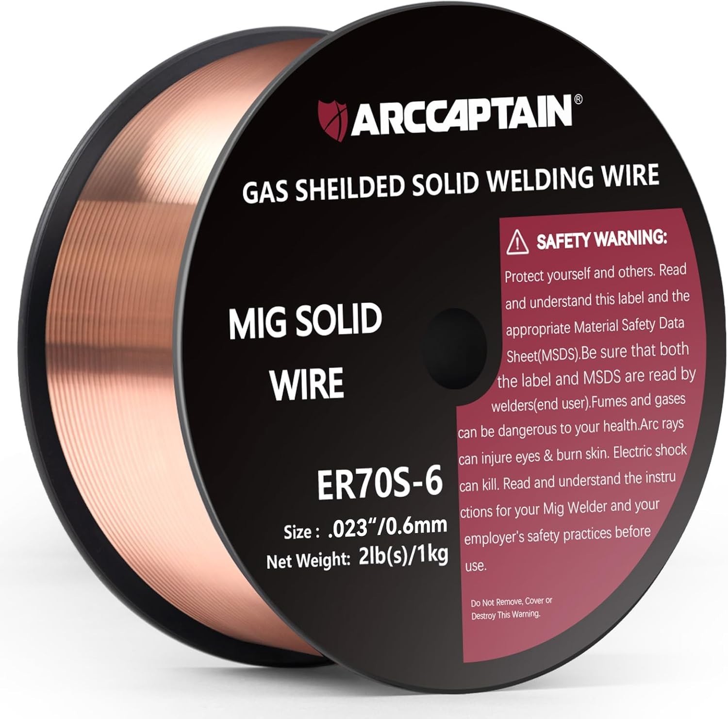 ARCCAPTAIN MIG Welding Wire, MIG Wire ER70S-6 2Lbs Gas Solid Carbon Steel 1KG