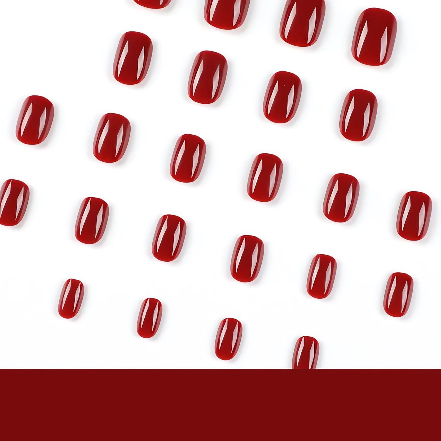 Square Press on Nails Short Fake Nails Red False Nails HJKDSFD Acrylic Artificia