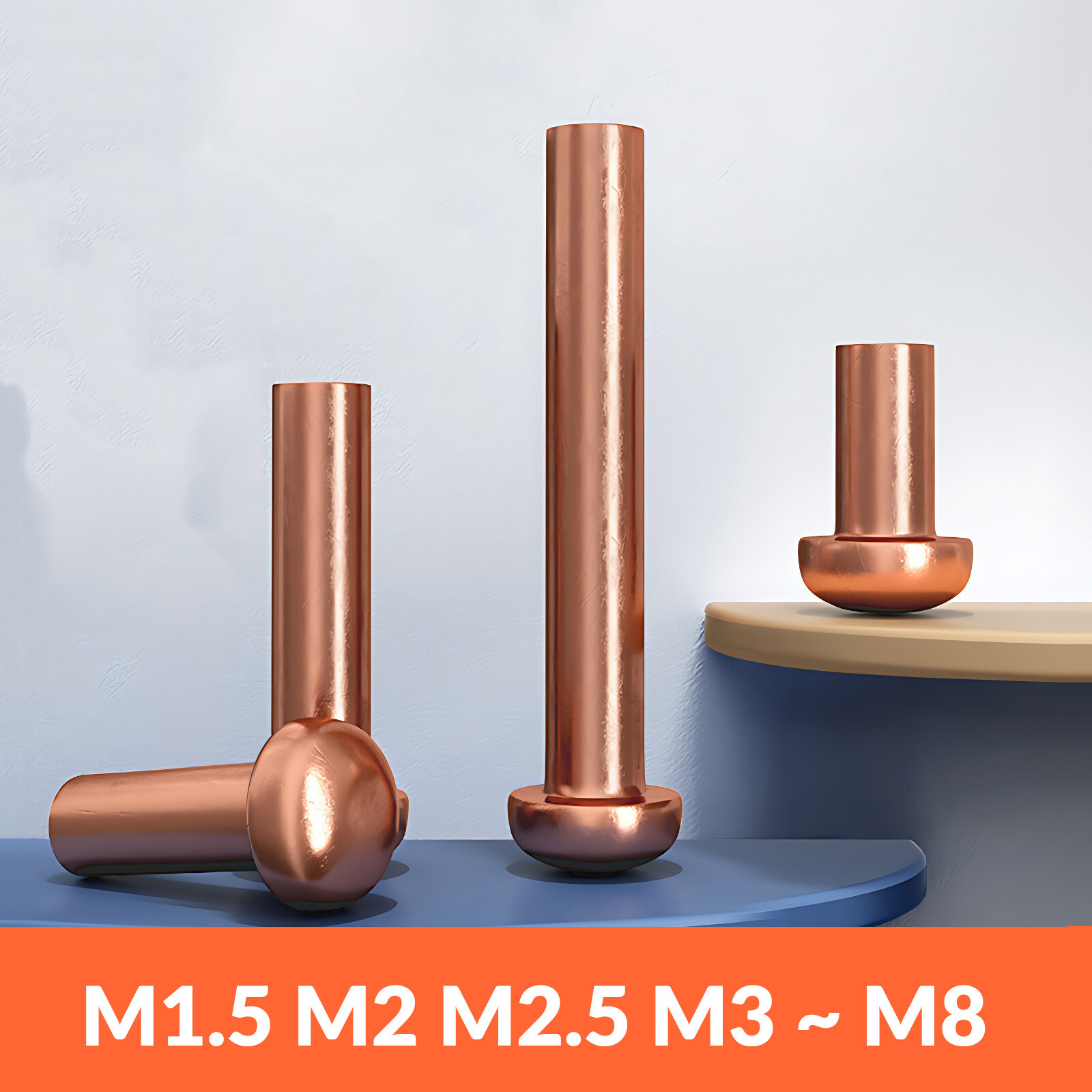 Solid Copper Round Pan Head Rivets DIN 660 M1.5 M2 M2.5 M3 ~ M8 Nut Hammer Rivet