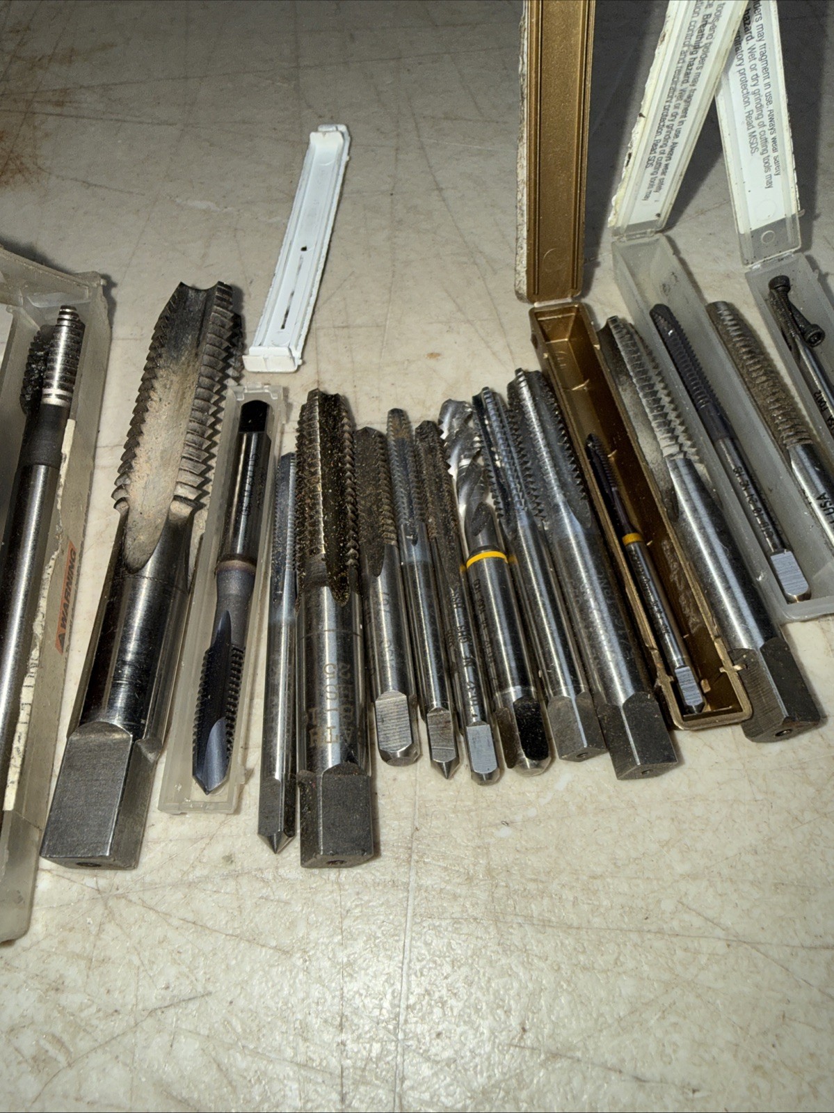 Lot of 36 New/Used Straight/Spiral Flute Plug Taps Various Sizes Machinists Tool
