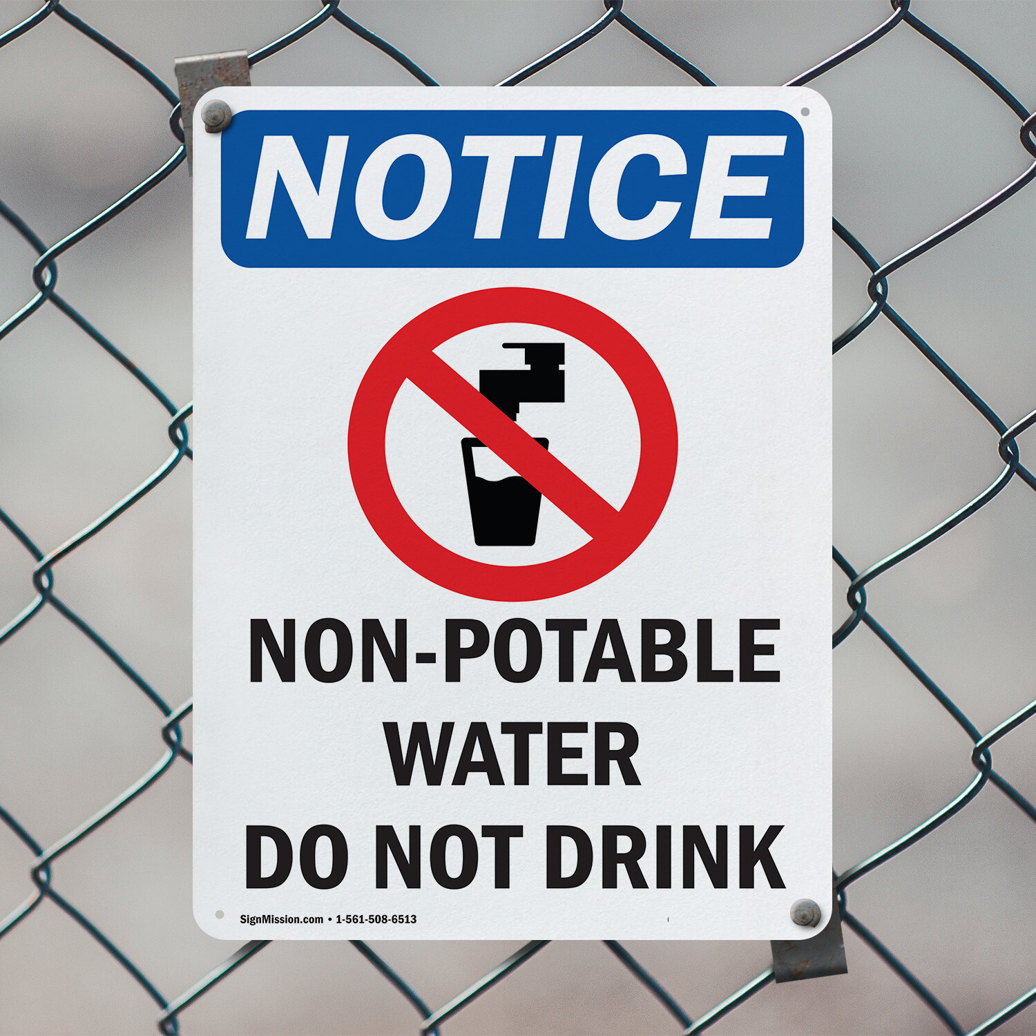 (2 Pack) Non-Potable Water OSHA Notice Sign Decal Metal Plastic