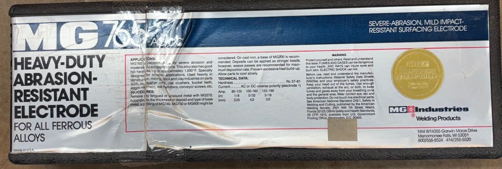 10# MG Welding Rod 765 1/8″ Abrasion Resistant Hardfacing electrode USA