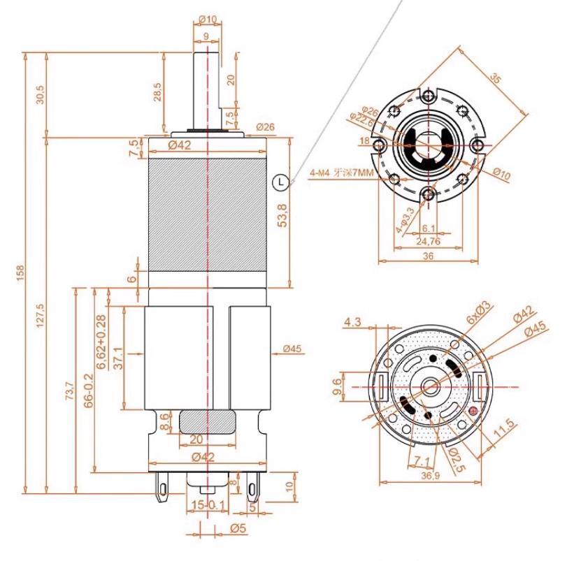 DC 12V 24V Planetary Gearbox Reduction Motor High Torque 11RPM~2162RPM 42GP-775