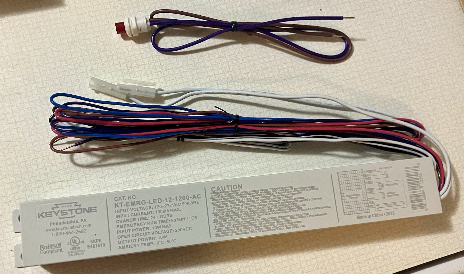 Keystone KT-EMRG-LED-12-1200-AC Emergency Backup LED Driver