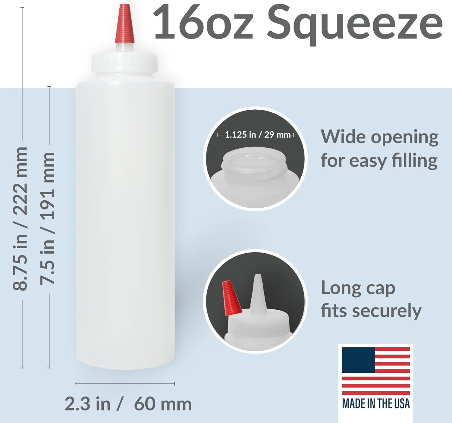 Condiment Squeeze Bottles 16Oz Wide Mouth Empty Squeeze