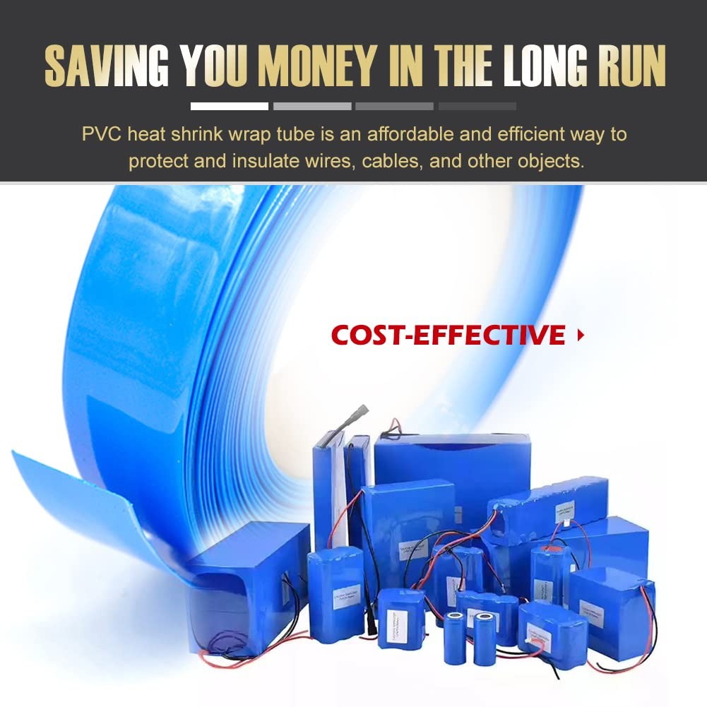 PVC Heat Shrink Wrap Tube, Flat Width 5.9in(150mm), Blue