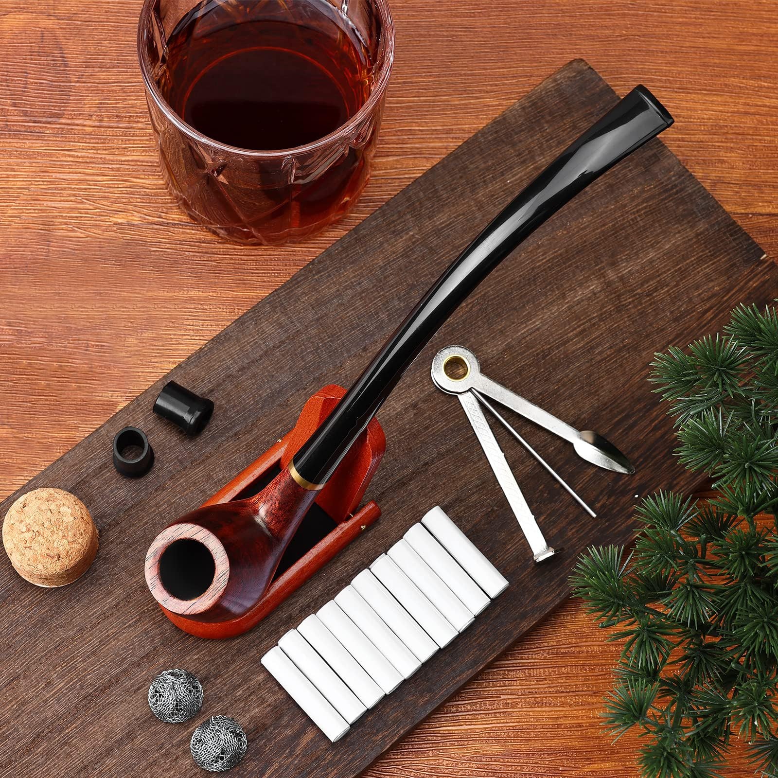 Joyoldelf Rosewood Churchwarden Tobacco Pipe – Complete Starter Set