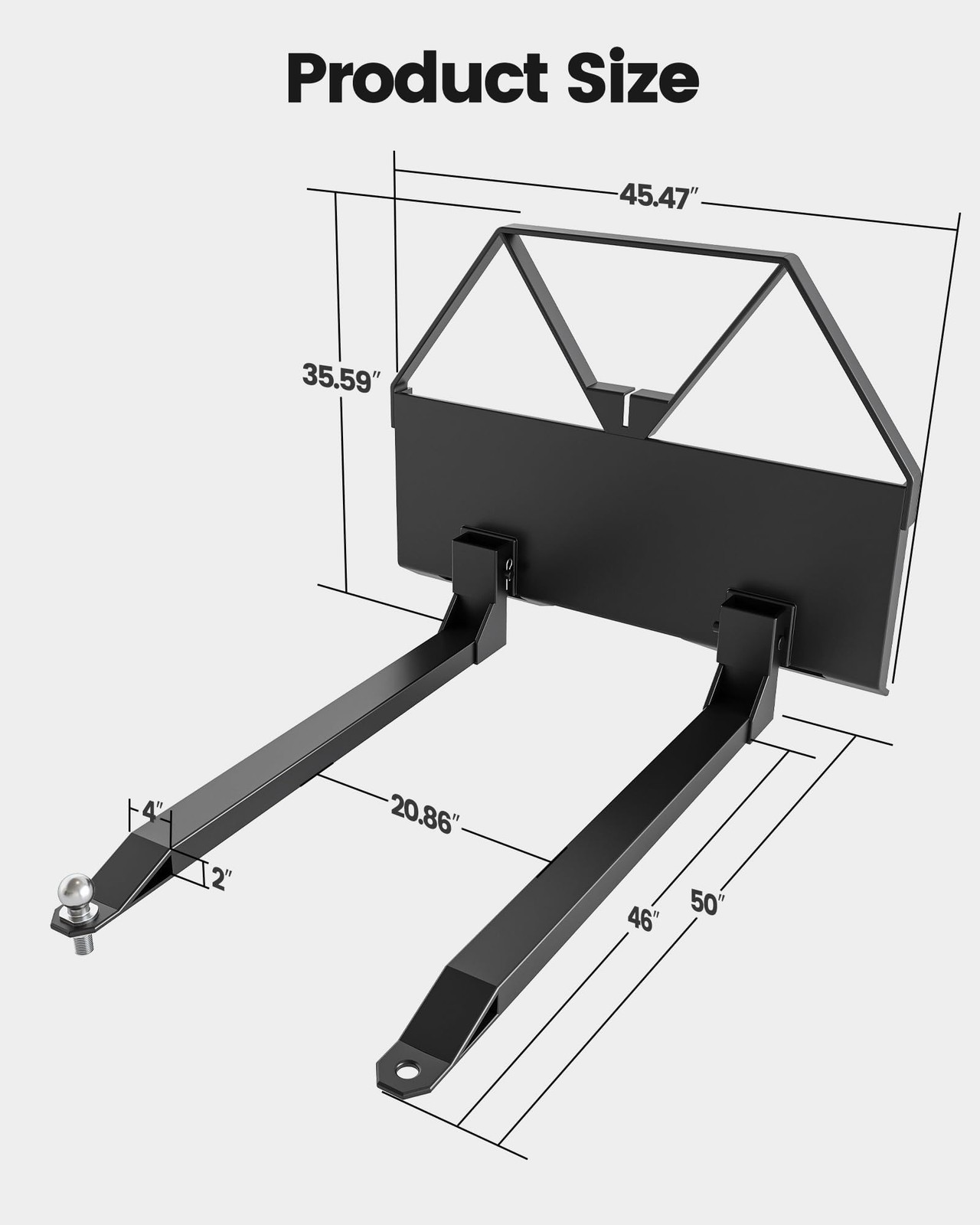 2600 LBS Duty Q235 Steel 46″ Pallet Forks for Tractor Loader Farms Heavy