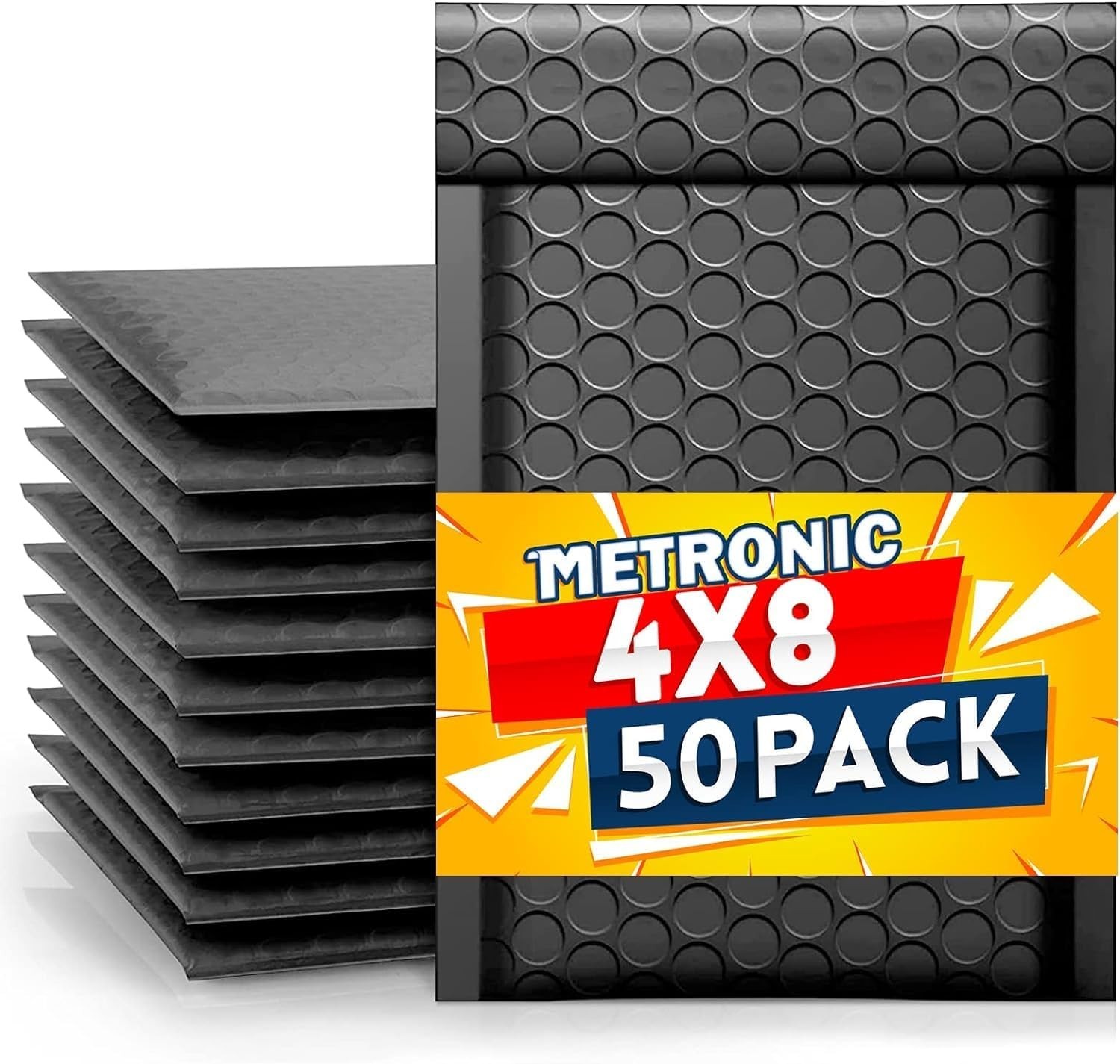 Bubble Mailers 4×8 Inch 50 Pack Black Bubble Mailer Usable Size 4×7 Waterproo…