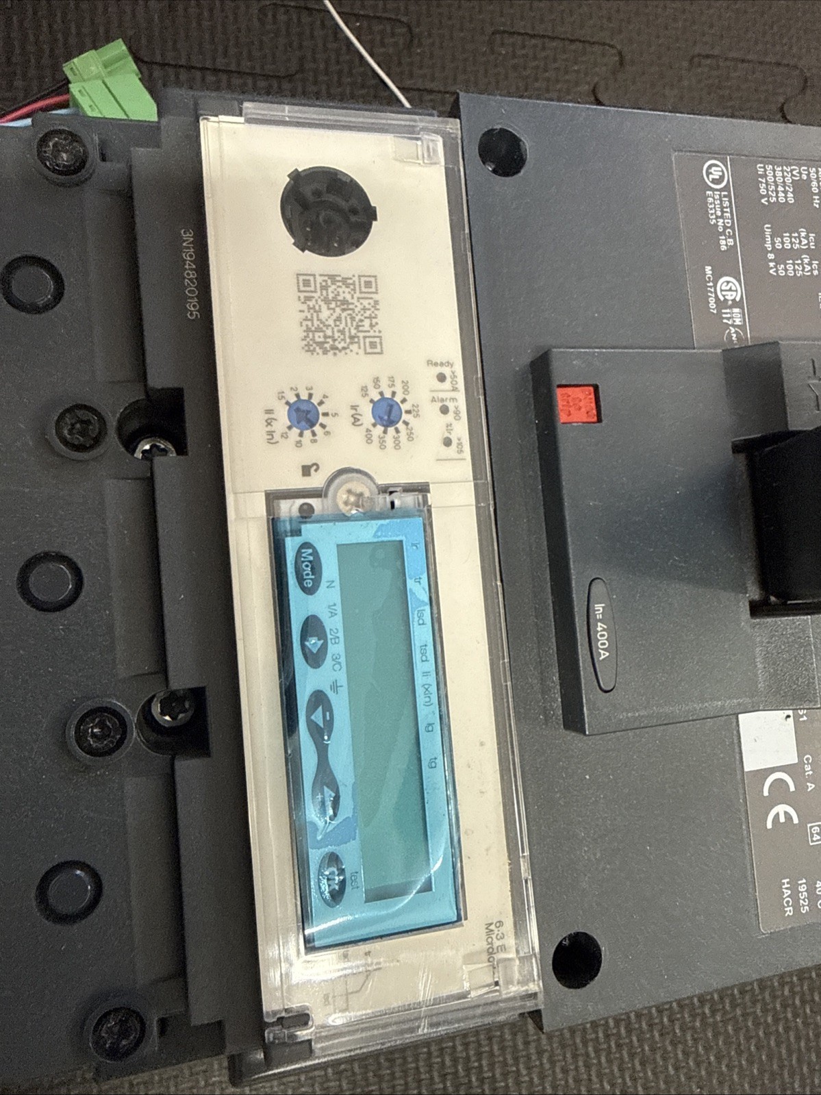 SQUARE D LL400 Circuit Breaker, PowerPacT400A, 3 pole, 600VAC, 50kA LLA36400U54X