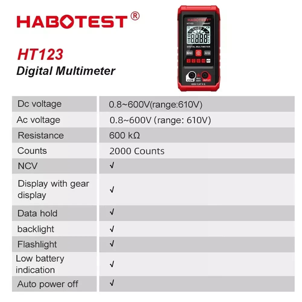 AUTO Scanning Digital Multimeter Smart Voltmeter Ohmmeter AC DC Meter Tester