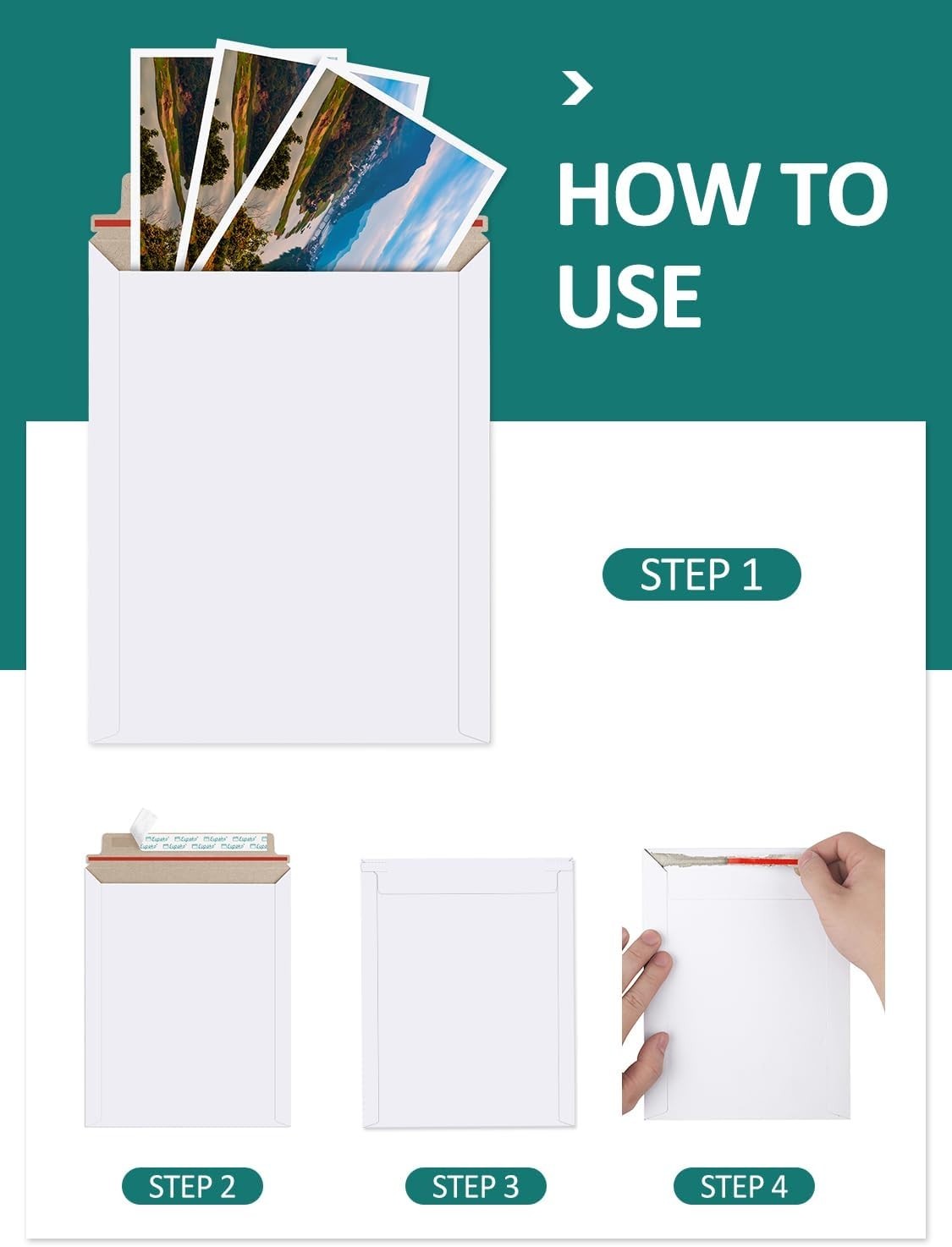 6×8″ 25 Pack Photo Document Mailer White Stay Flat Self-Seal Cardboard Envelo…