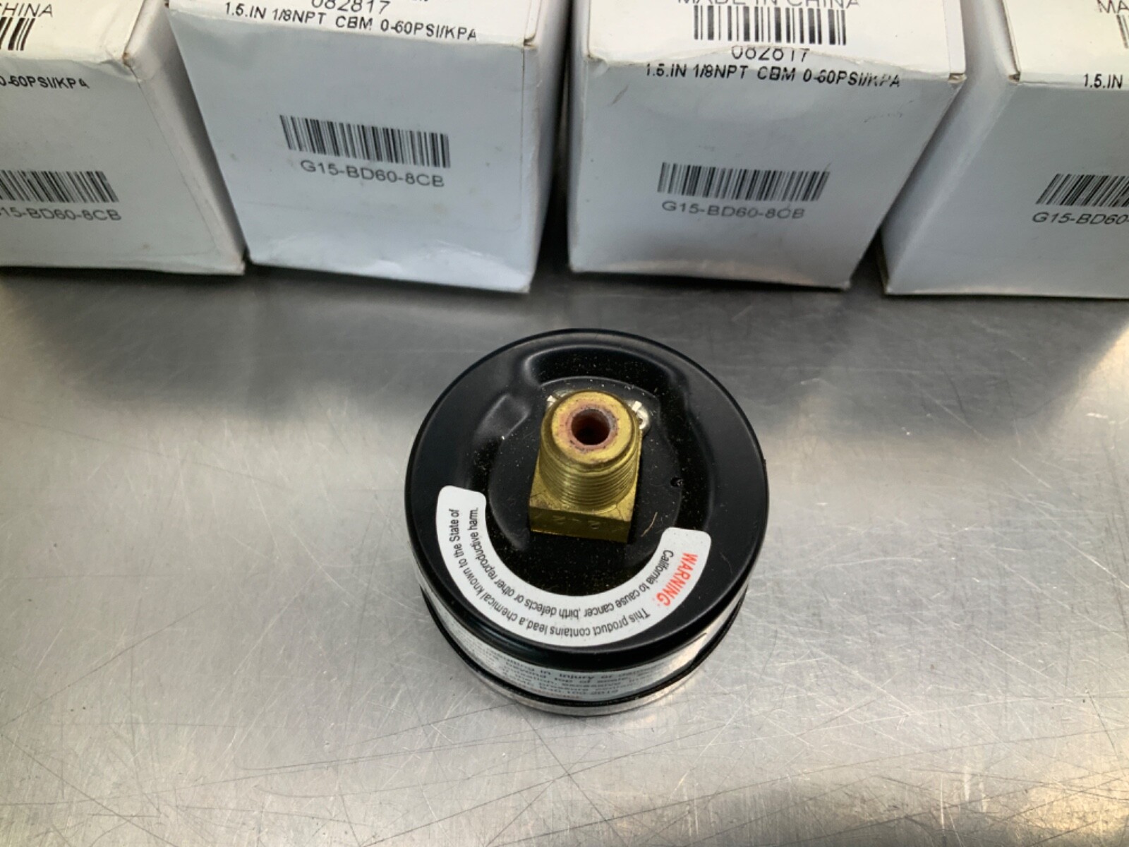 (4) Prosense G15-BD60-8CB mechanical pressure gauge, 1.5in diameter, 0 to 60 psi