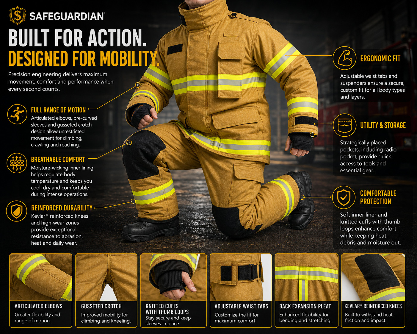 DYOB Firefighter Suit Fire Suit Turnout Gear Jacket/Pants w/ Overall straps NFPA