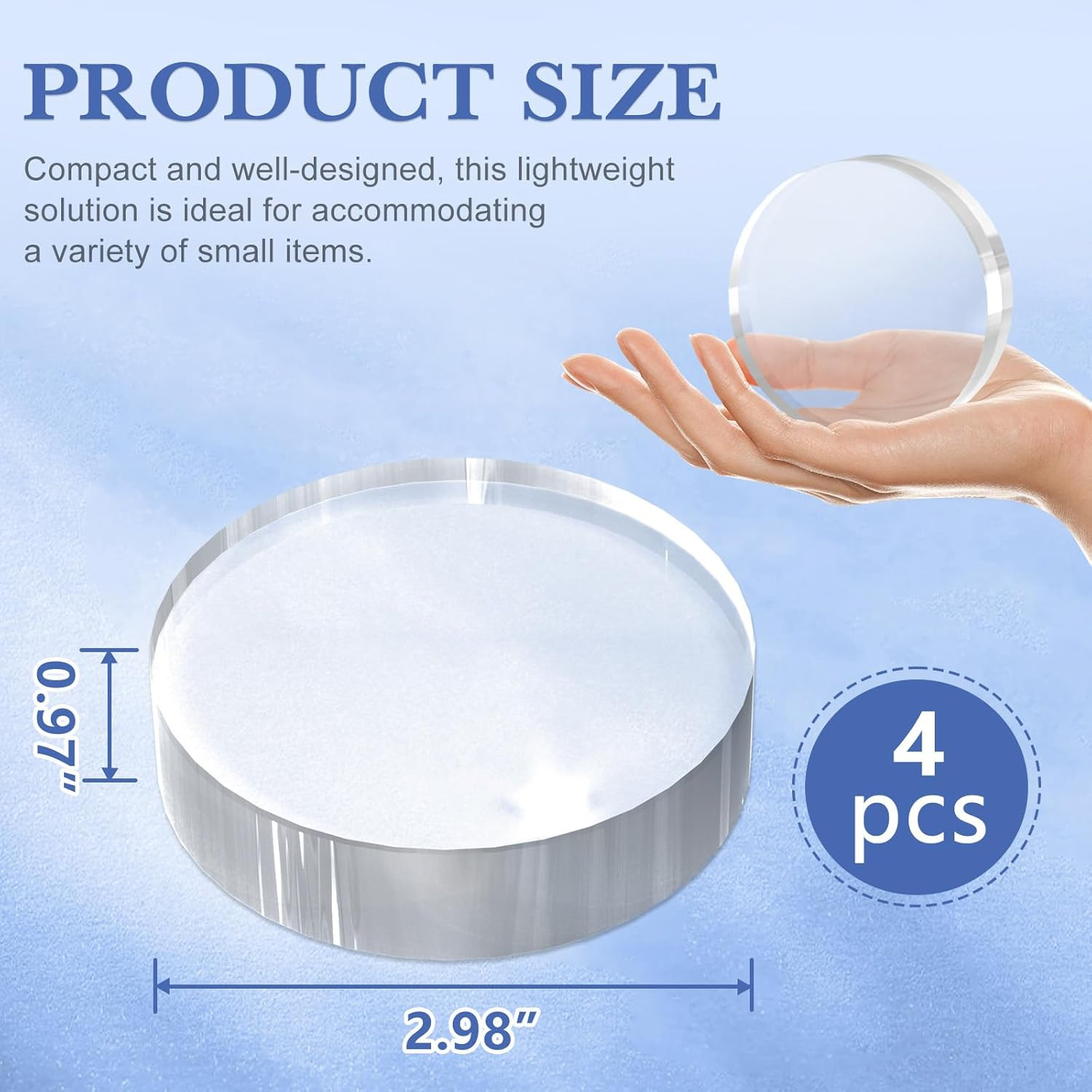 SAMYUCHO Acrylic Blocks 3 X 3 X 1 Inch 4 Pcs Acrylic Base Stand for Display Clea