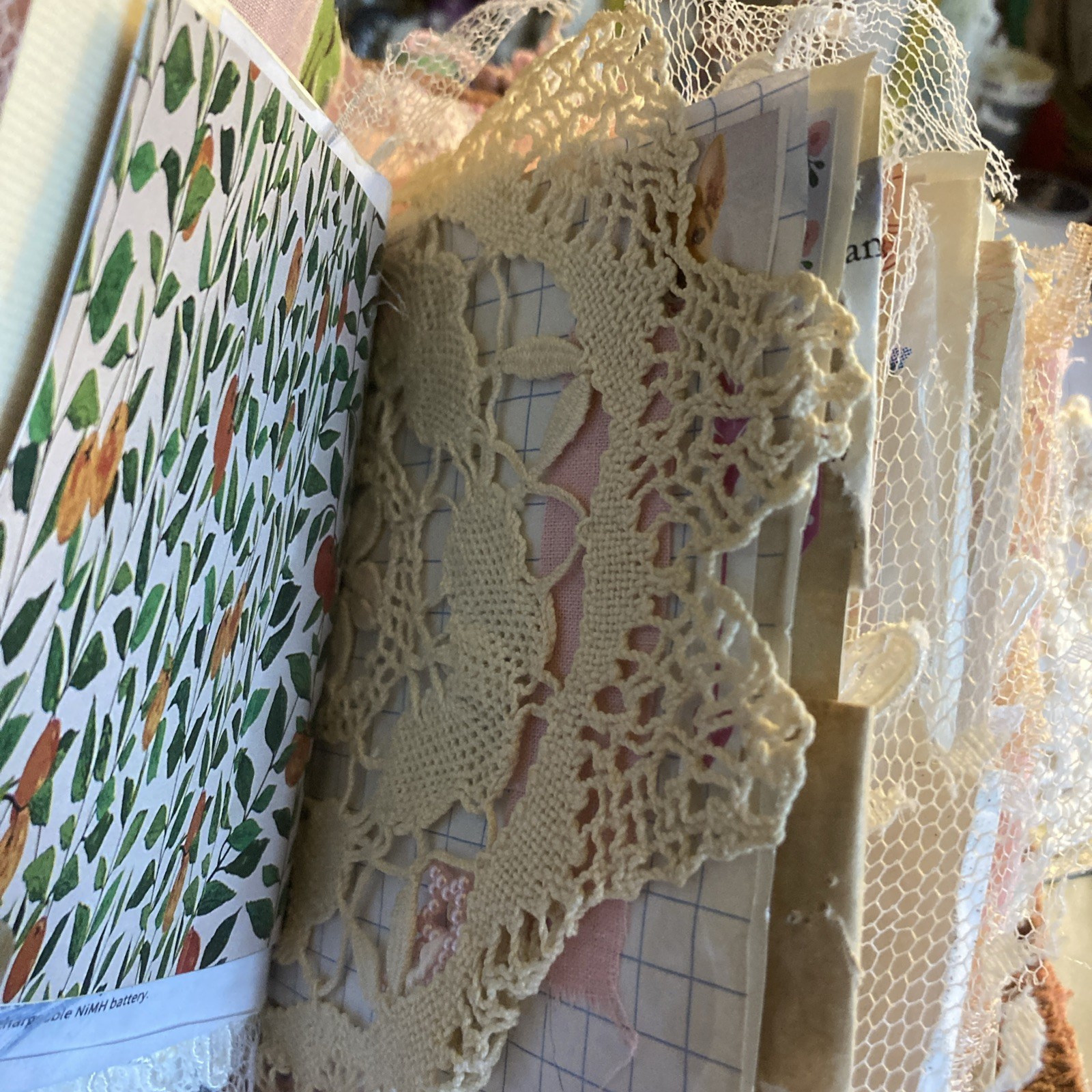 Junk Journal- Grungy, Textile Postcard