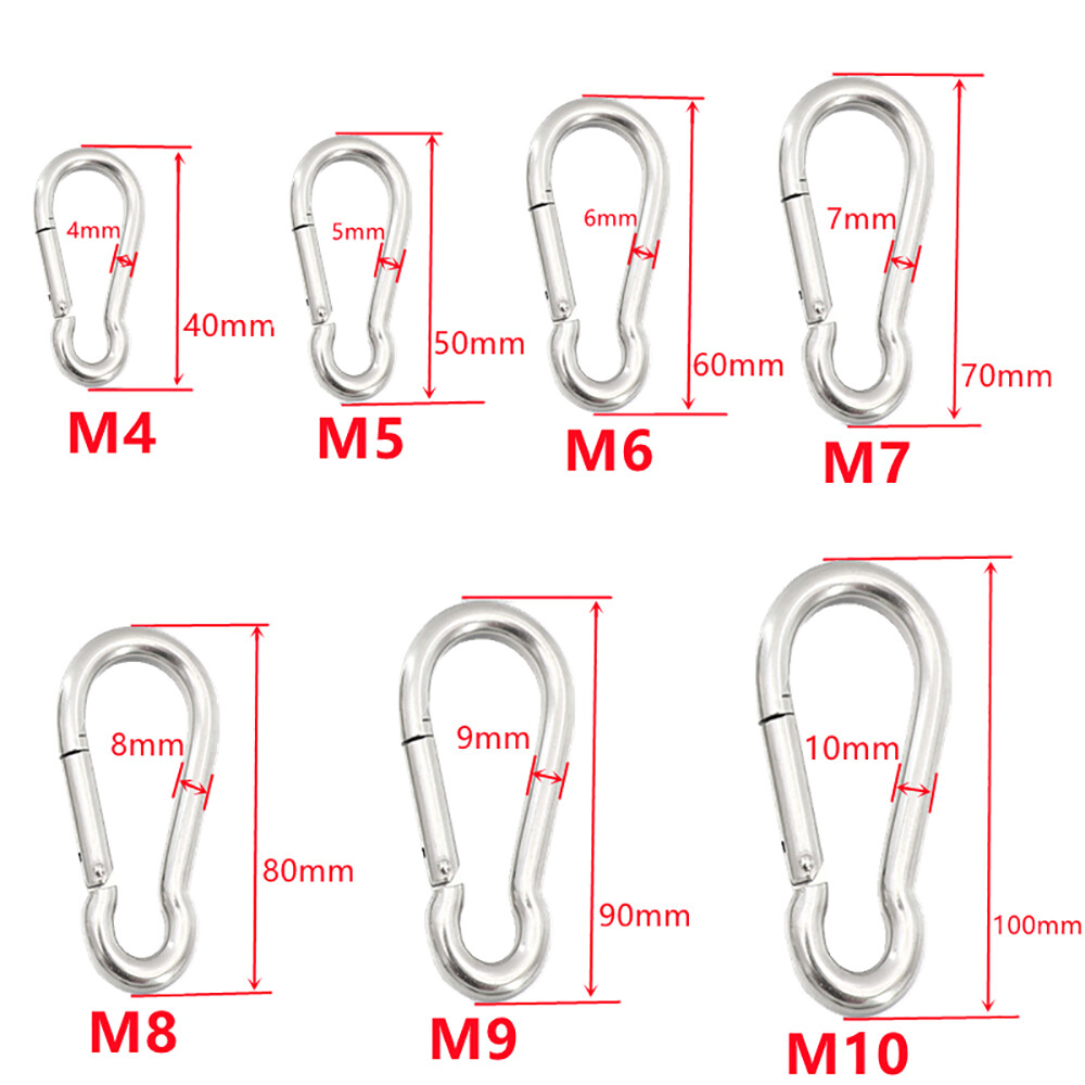 Small & Large CARABINER CLIP – HARDWARE Stainless Steel – WILL NOT RUST OUTDOORS