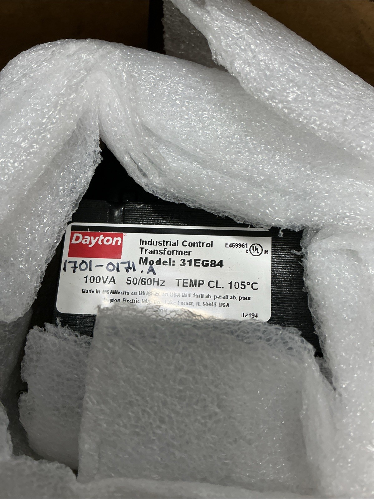 Dayton 31EG84 Industrial Control Transformer Y-526