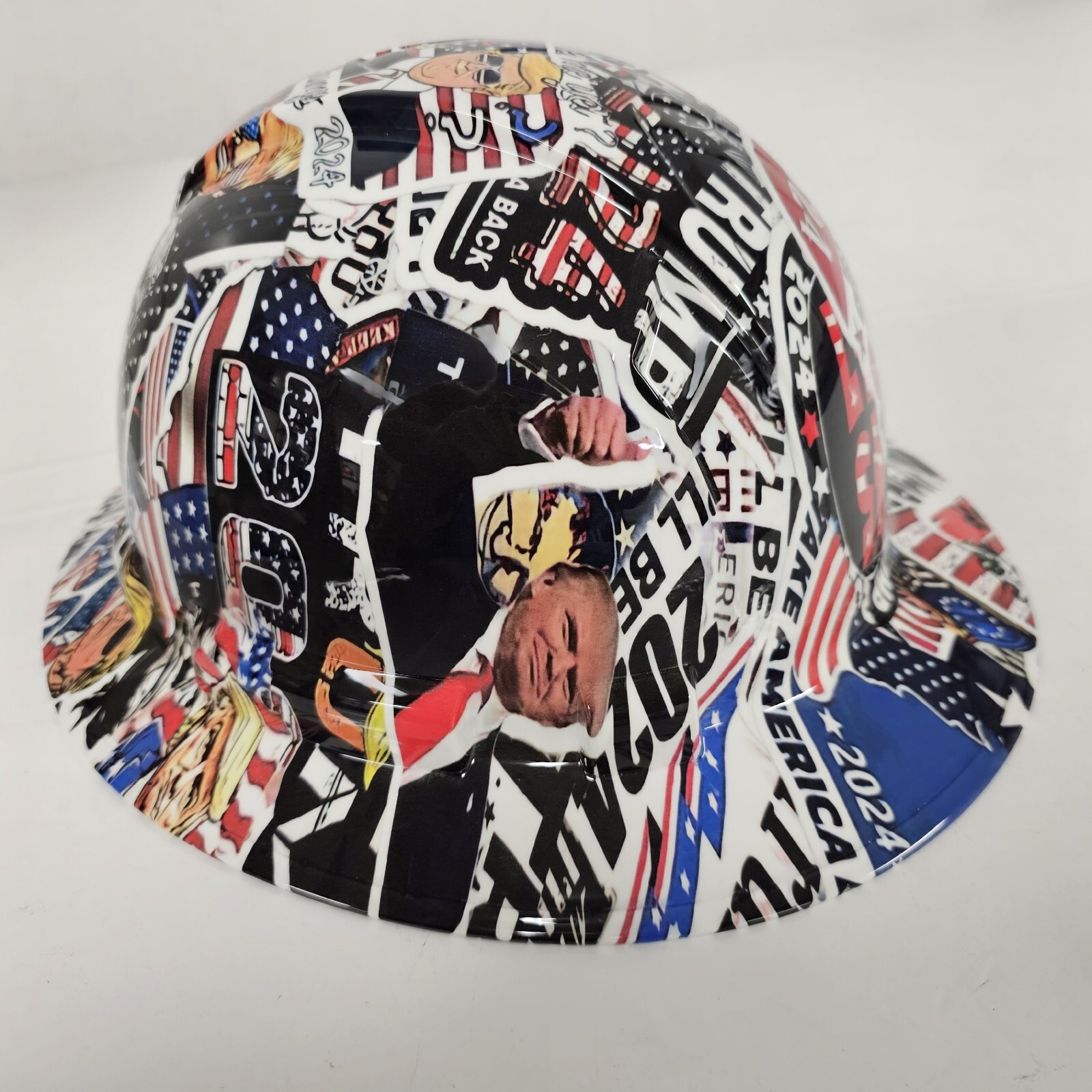 full brim hard hat custom hydro dipped IN TRUMP 2024 STICKER BOMB TRUMP NEW
