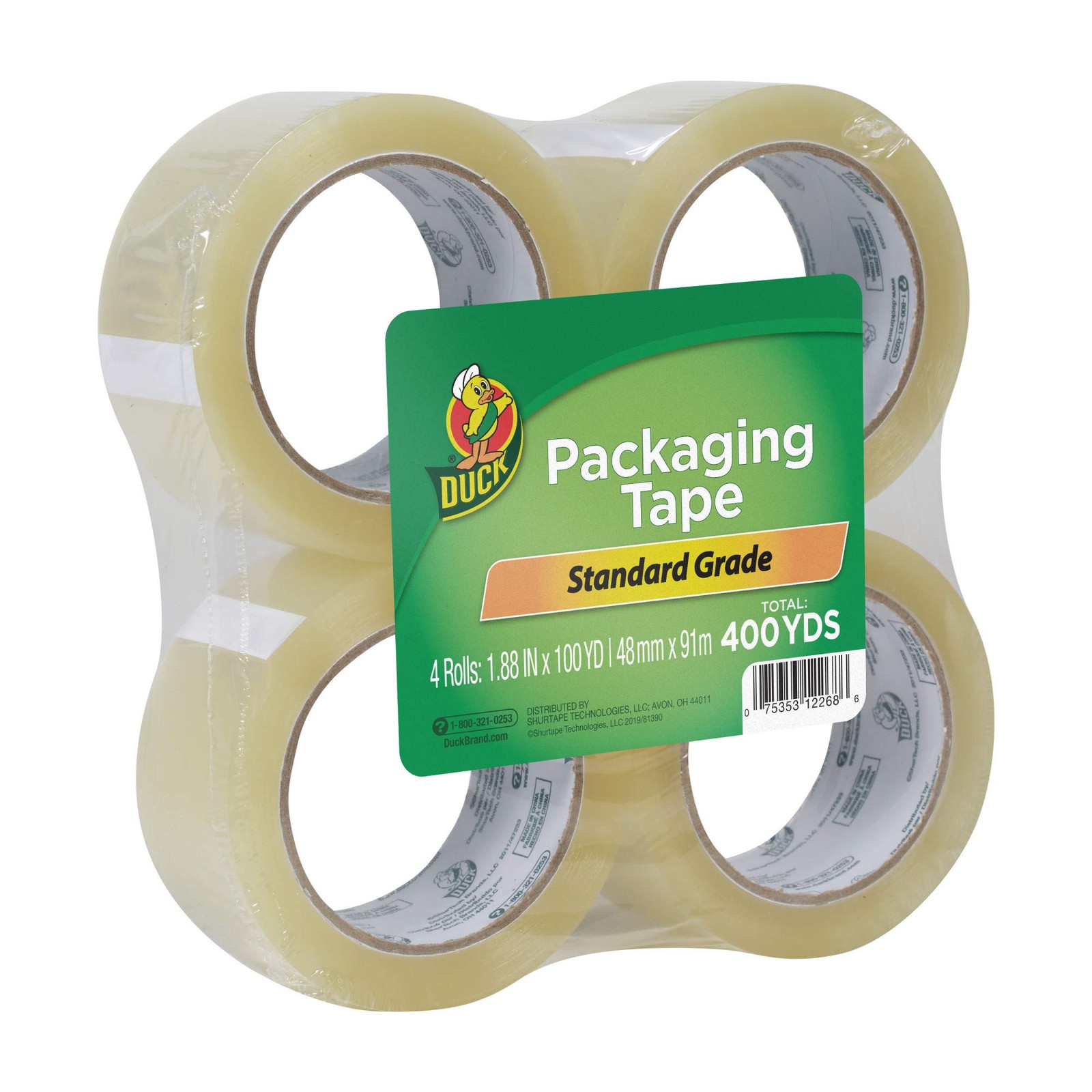 Duck Brand Standard Packaging Tape Refills – 4 Extra 4 Rolls, 400 yds, Clear