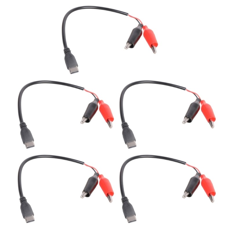 5PCS Practical Type C to Alligator Clip Connection Line Power Output Cable