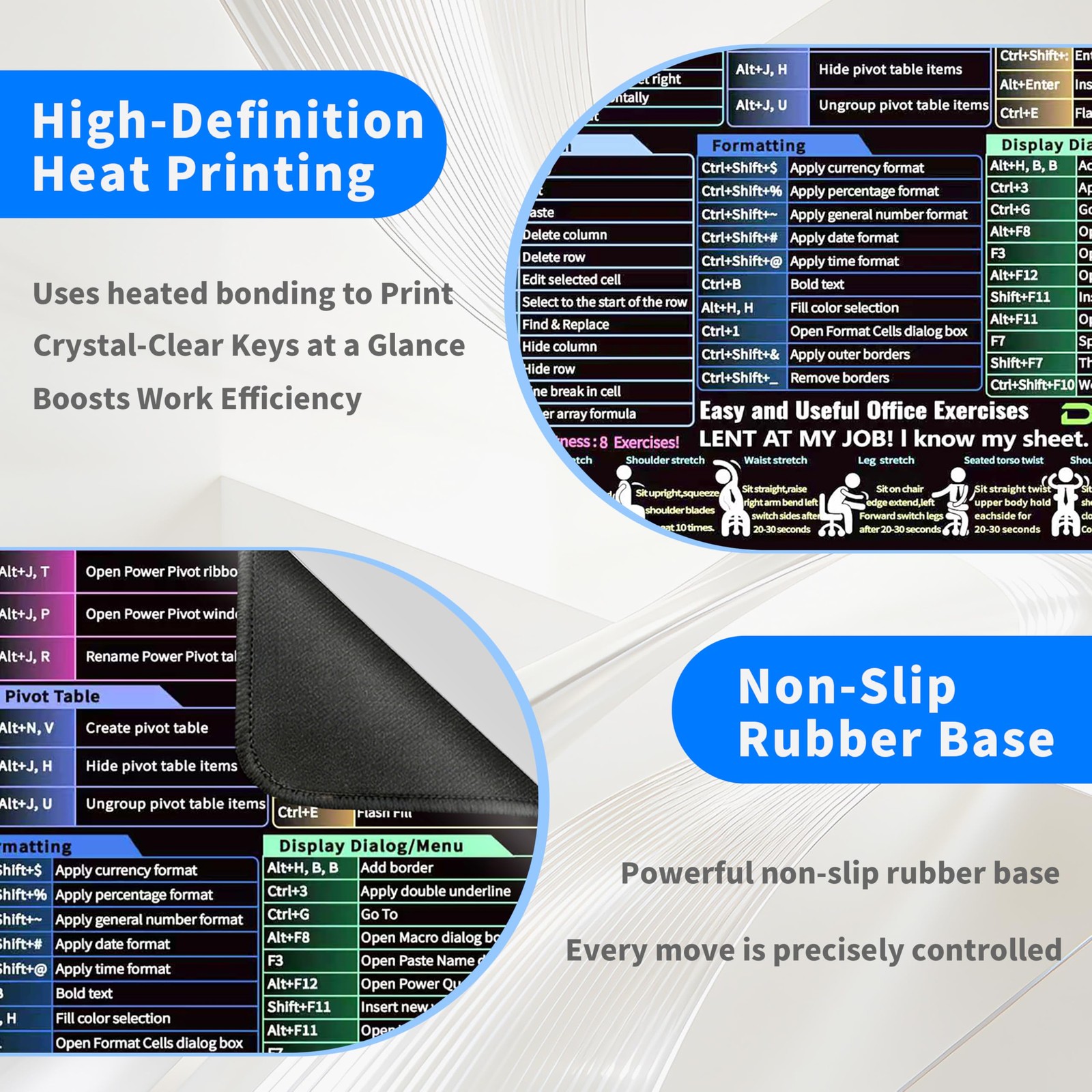 Dimili Small 11.8″x9.8″ Excel Cheat Sheet Mouse 11.8L x 9.8W inches, Black