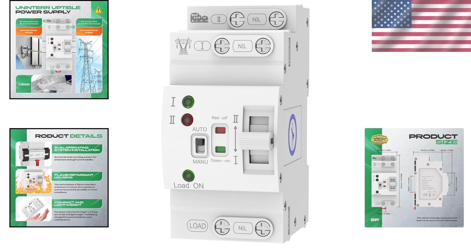 Automatic/Manual Power Transfer Switch 2P 63A for Reliable Energy Supply