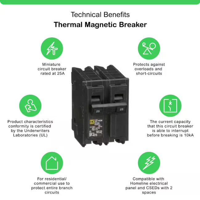 Square D Homeline 25 Amp 2-Pole Circuit Breaker