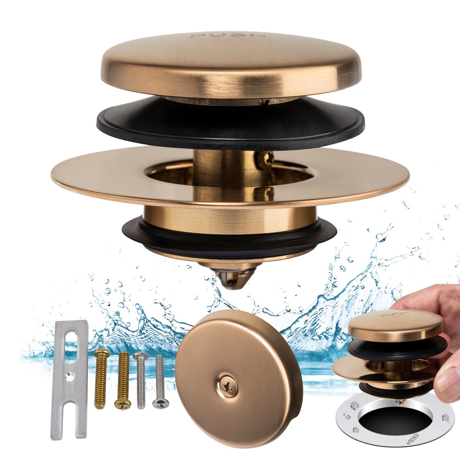 Champagne Bronze Universal Tub Drain Tip Toe Tub Conversion Kit Assembly, Art…