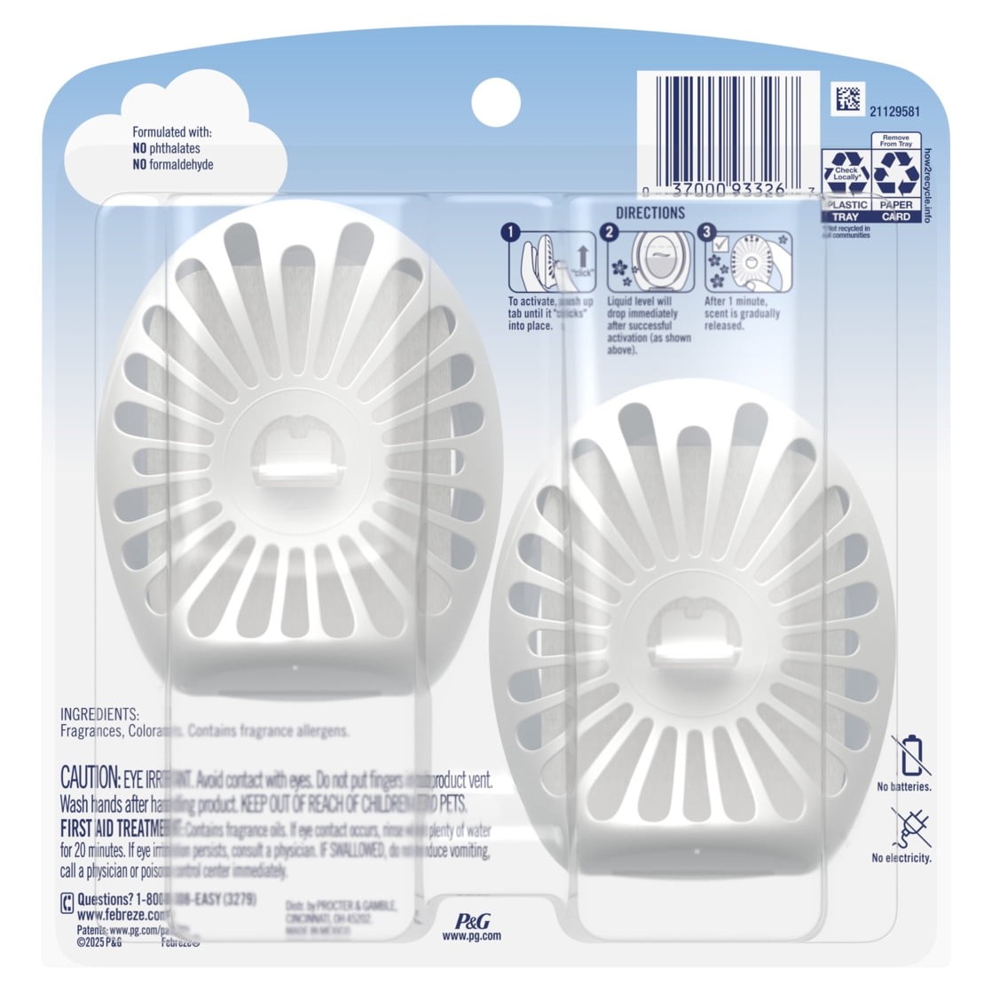 Febreze Bathroom Air Freshener, Odor-Fighting, Linen & Sky Scent, 2 Count