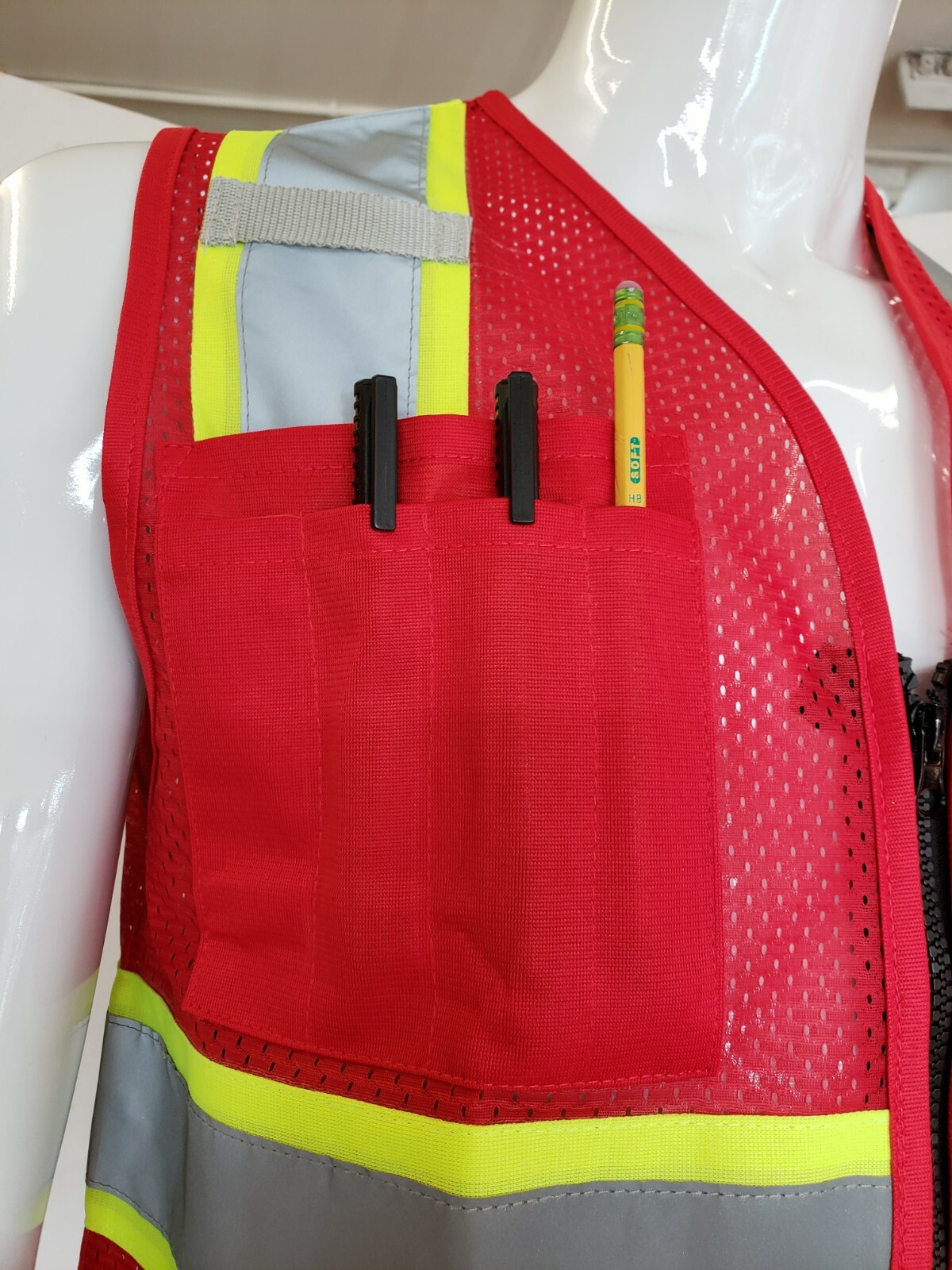 Two ToneHi Vis Reflective Red Safety Vest for Traffic, Security, Volunteer Work