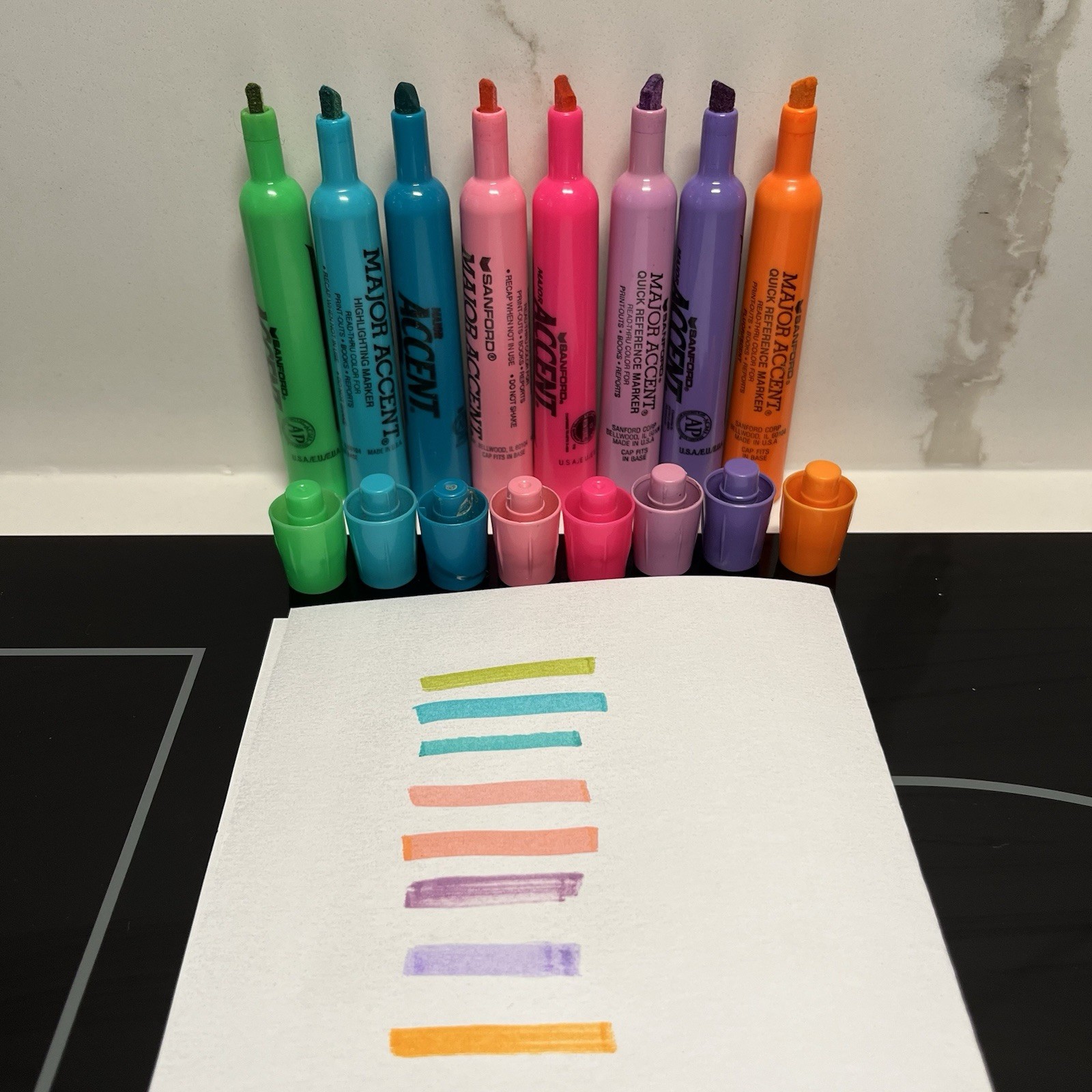 8 Vintage Sanford Major Accent Highlighters Chisel Green Blue Pink Purple Orange