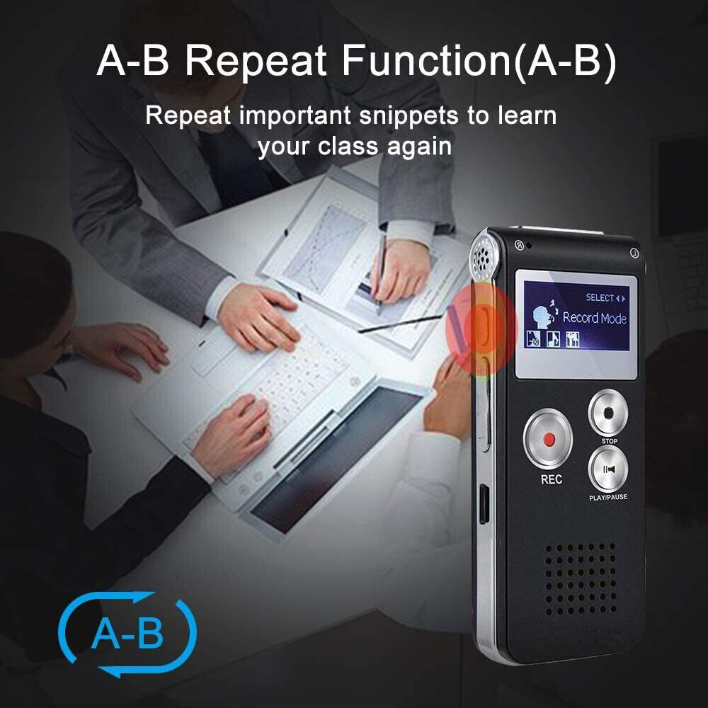 Digital Voice Recorder Dictaphone Mp3 Mini Pocket Audio Recorder Mic Lecture US