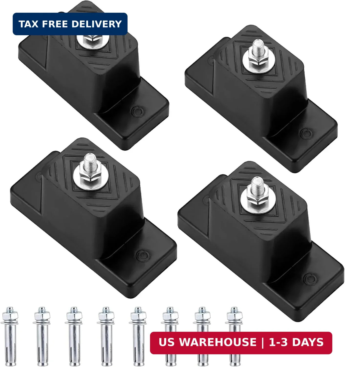 4 Pack Rubber Vibration Isolator Mounting Bracket with 8 Expansion Screws & 4 Sh