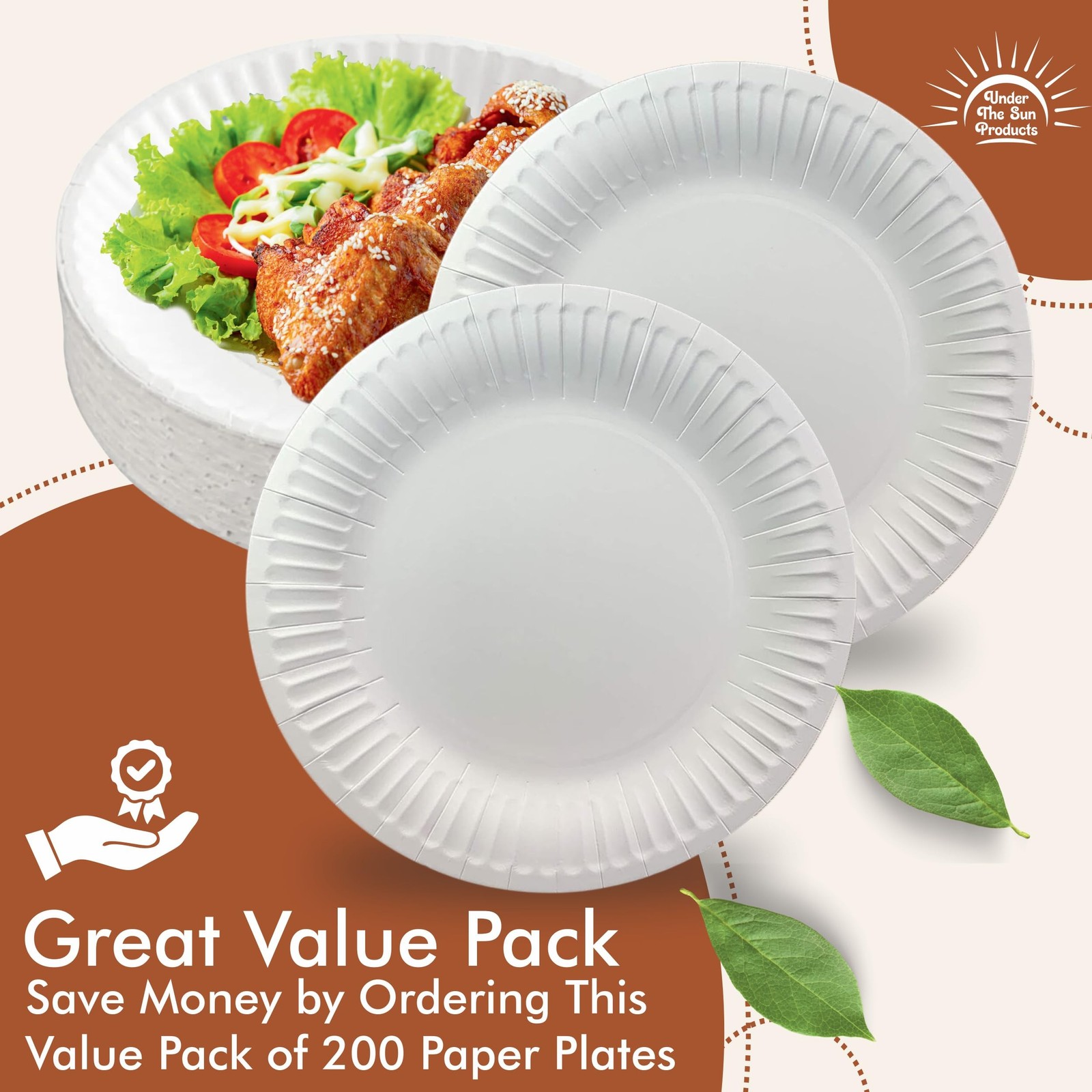 9″ Uncoated Paper Plates for Everyday Use (9″ – 200 Count)