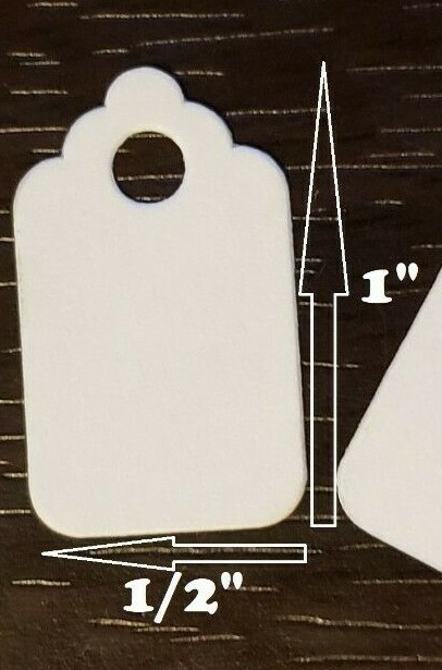 1000 Blank White Price Tags Size 1 Jewelry No String Unstrung Small 1/2″ x 1″