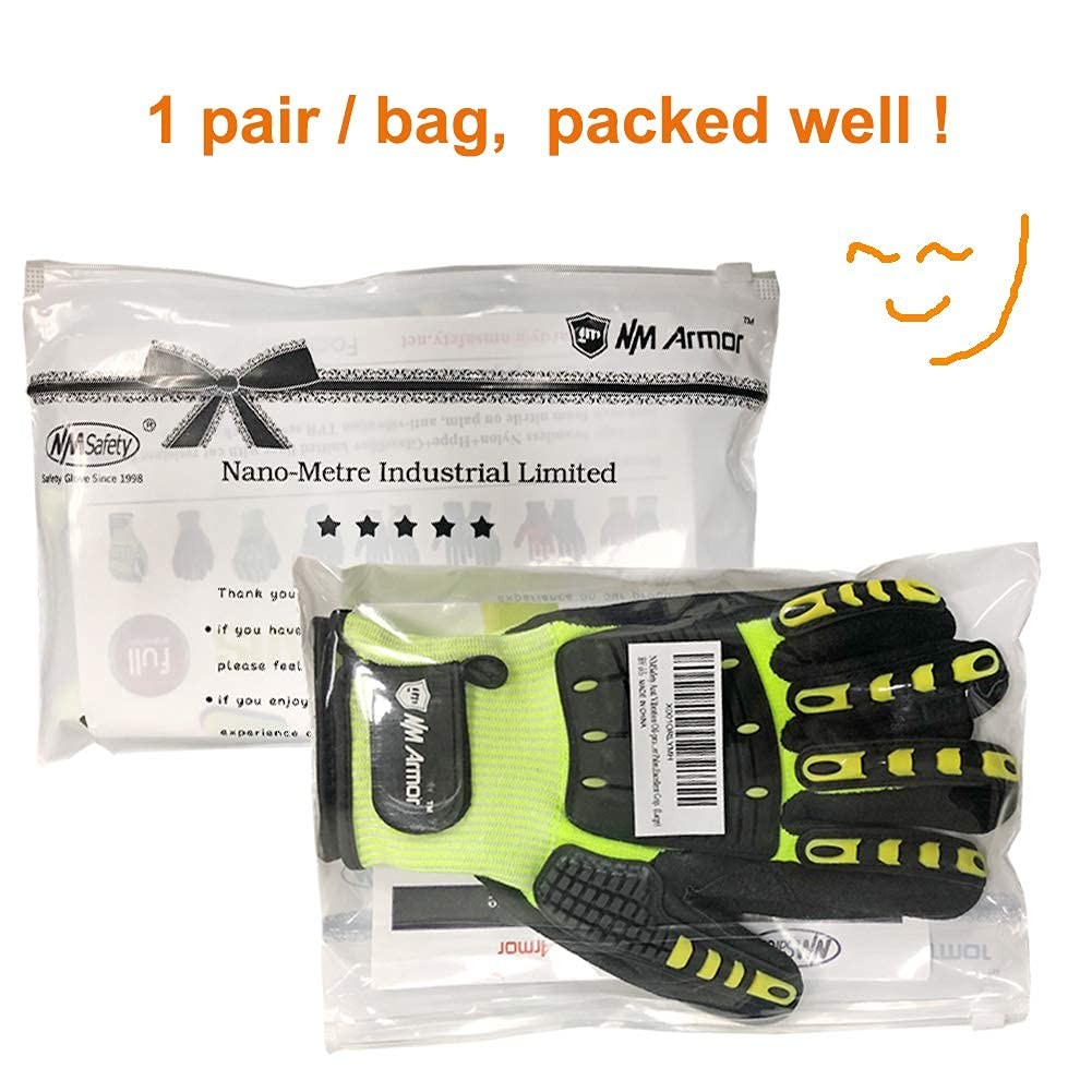 Anti Vibration Oil-proof Cut Resistant Safety Work Glove,Full finger,Yellow N…