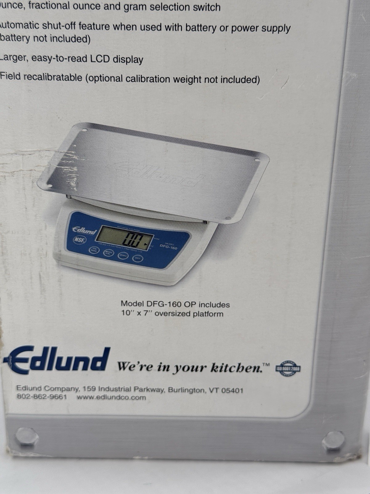 Edlund DFG-160 Digital Portion Control Scale 10 lb Silver New In The Box